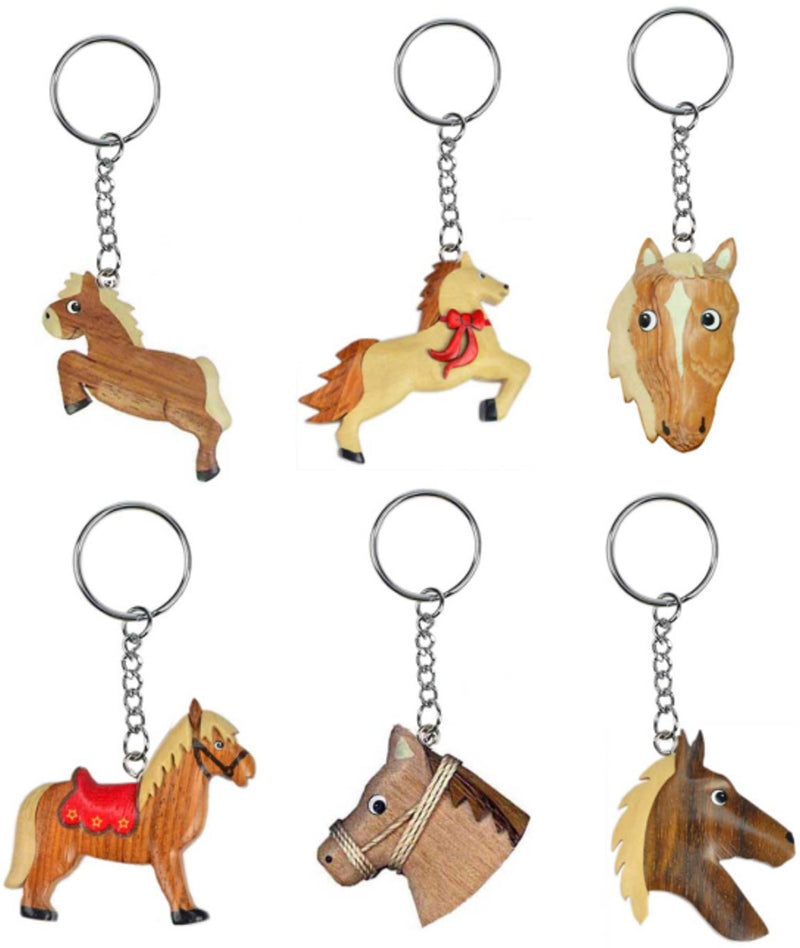Schlüsselanhänger Pferde im 6er Set aus Holz Nr. 019.162