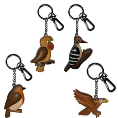 Schlüsselanhänger Vögel im 4er Set aus Holz Nr. 019.171