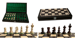 Schach mit Figuren, Pearl 10-350 aus Holz, Schachspiel 35x35 cm