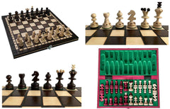 Schach mit Figuren, Pearl 30-350 aus Holz, Schachspiel 35x35 cm, braun oder rot