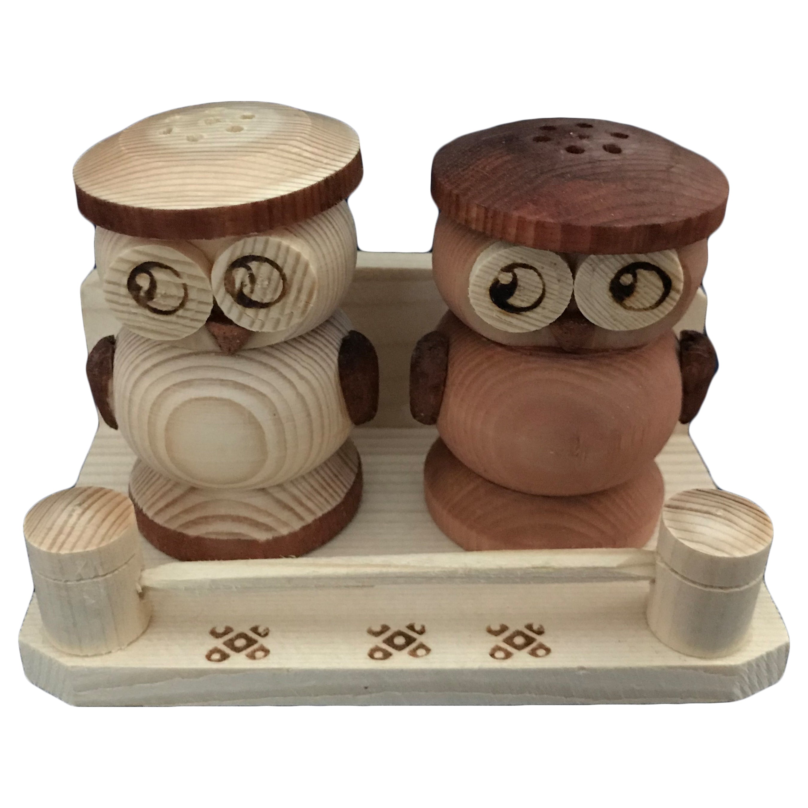 3er Set Salzstreuer mit Eulenmotiv aus Holz Nr. 009.120