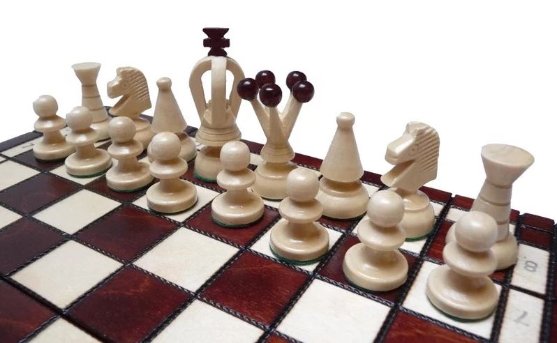 Schach mit Figuren, Nr. 113 aus Holz, Schachspiel 30x30x2,5 cm