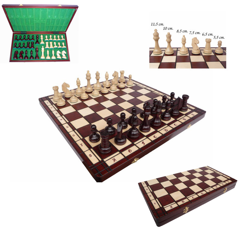 Turnier Schach mit Figuren 8, Nr. 98 aus Holz, Schachspiel 55x55x3,5 cm