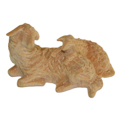 Schaf liegend mit Lamm aus Zirbenholz, Krippenfiguren 