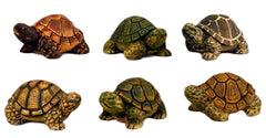 Handgeschnitzte Schildkröten aus Holz im 6er Set ca. 7x3,5 cm bemalt