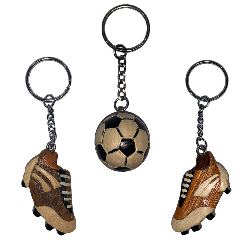 Schlüsselanhänger Fußball im 3er Set aus Holz Nr. 019.173