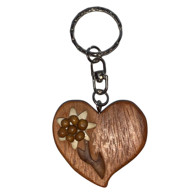Schlüsselanhänger mit Edelweiß aus Holz Nr. 021.002