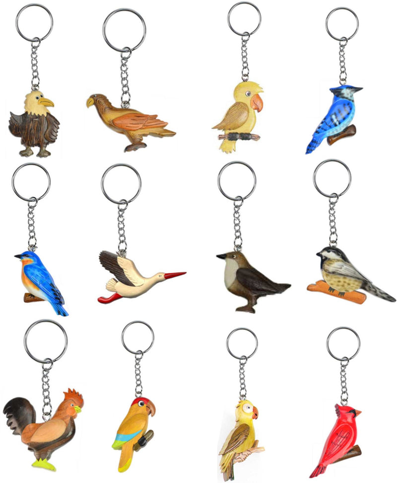 Schlüsselanhänger Vögel im 12er Set gemischt aus Holz Nr. 019.170