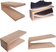4er Set Schuhstapler aus Holz, Schuhorganizer, Schuhregal für Damenschuhe Buchenholz