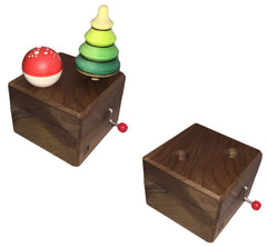 Spieldose aus Holz für Kreisel 5,6x7,2x7,2 cm
