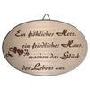 Spruchbrett oval "Ein fröhliches Herz..." aus Ahornholz, 12x18 cm