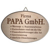 Lustiges Spruchbrett oval "Firma Papa GmbH..." aus Ahornholz, 12x18 cm