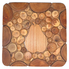 Topfuntersetzer quadratisch aus Holz, gemischte Hölzer, mit Birnenmotiv 037.010