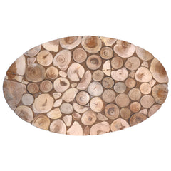 Topfuntersetzer oval aus Holz, gemischte Hölzer, mit Rosen und Stachelbeerenmotiv 037.002