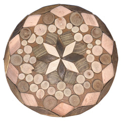 Topfuntersetzer rund aus Holz, gemischte Hölzer, mit Stern 009.149