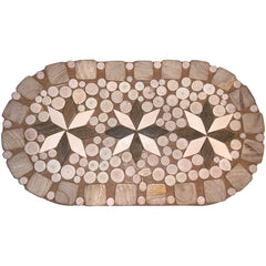 Topfuntersetzer oval aus Holz, gemischte Hölzer, mit 3 Sternen 009.146
