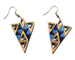 Ohrringe aus Holz mit Triangel und Kristallsteinen, Schmuck aus Holz Nr. B084C