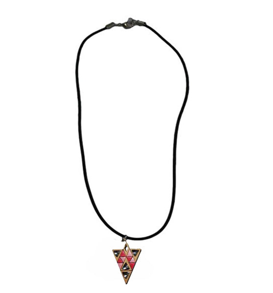 Halskette Triangel aus Holz mit Kristallsteinen, Schmuck aus Holz Nr. B184B