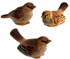 Handgeschnitzte Vögel gemischt aus Holz 3er Set ca. 9x5 cm bemalt
