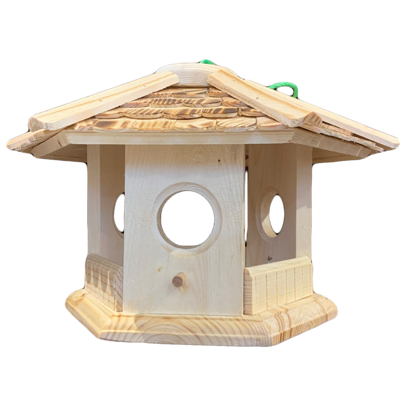 Vogelhaus "Pavillon" groß mit geflammtem Dach aus Holz